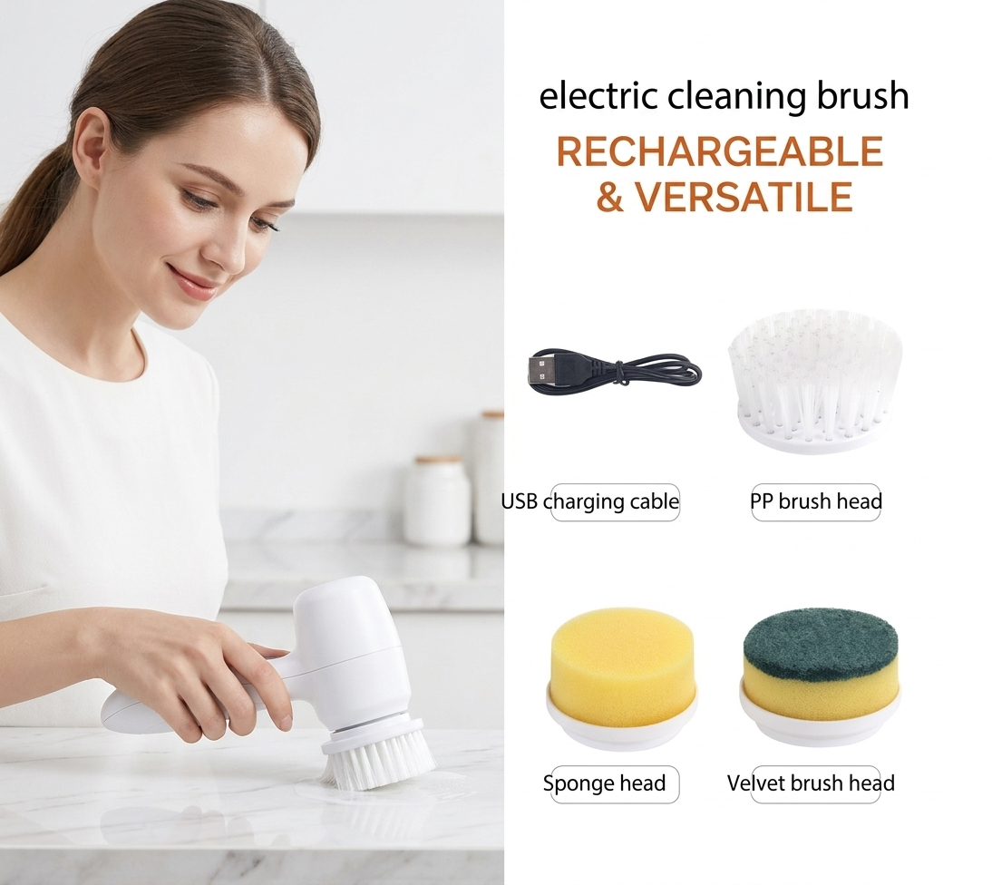 Electric Cleaning Brush 4 In 1 Spinning Scrubber Handheld Electric Cordless Cleaning Brush Portable