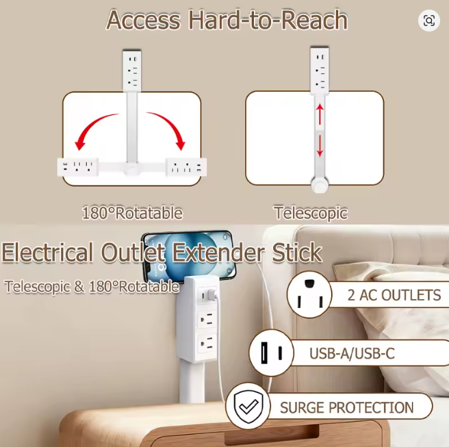 Power Socket Bedside Table Extender